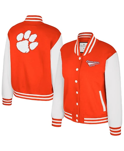 Colosseum Women's Orange Clemson Tigers French Baguette Full snap Fleece Jacket