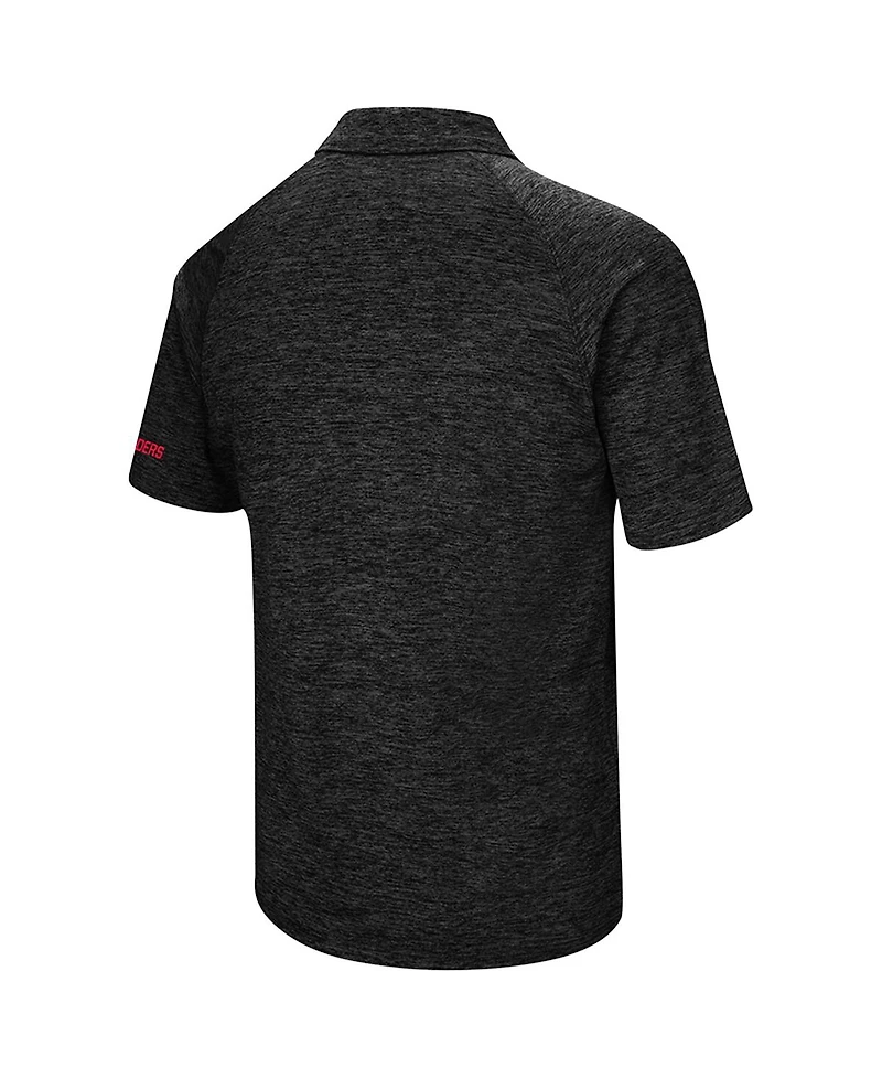 Colosseum Men's Heather Black Texas Tech Red Raiders Big Tall Down Swing Raglan Polo Shirt