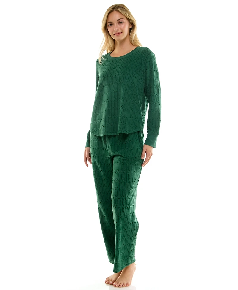 Roudelain Women's 2-Piece Long-Sleeve Crewneck Top and Pants Set