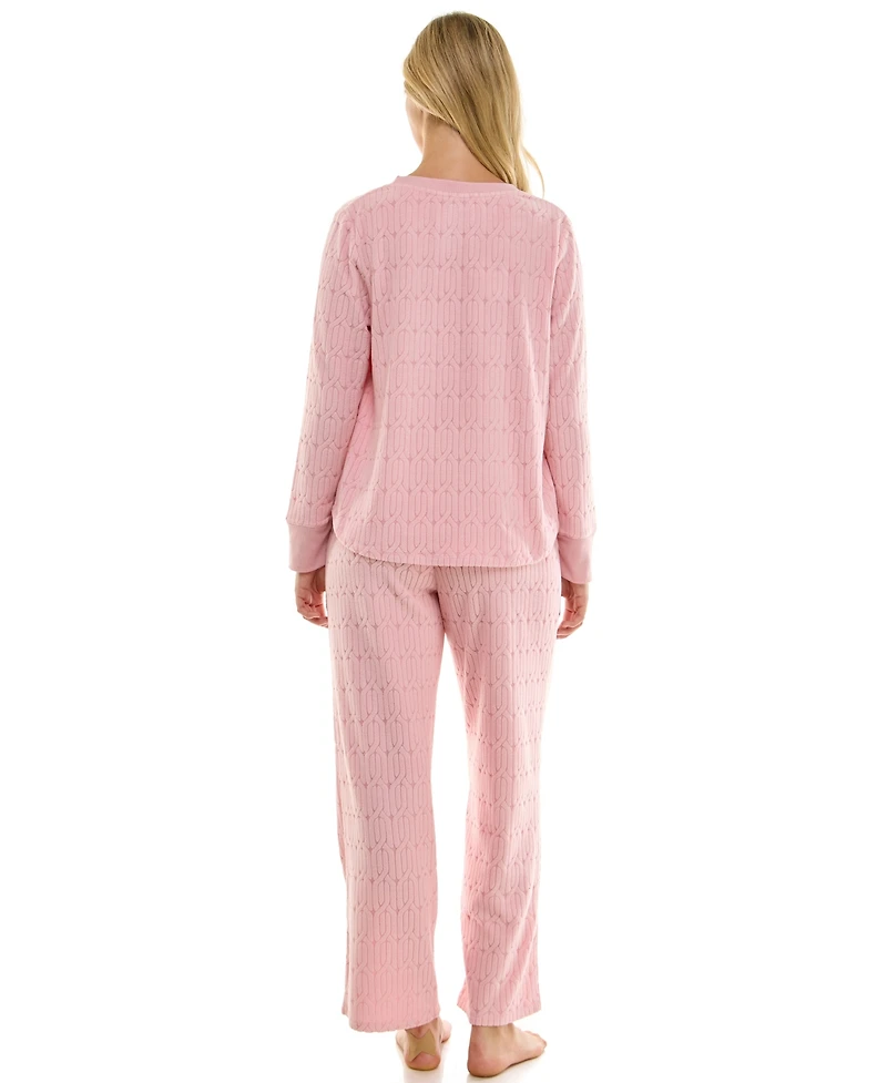 Roudelain Women's 2-Piece Long-Sleeve Crewneck Top and Pants Set