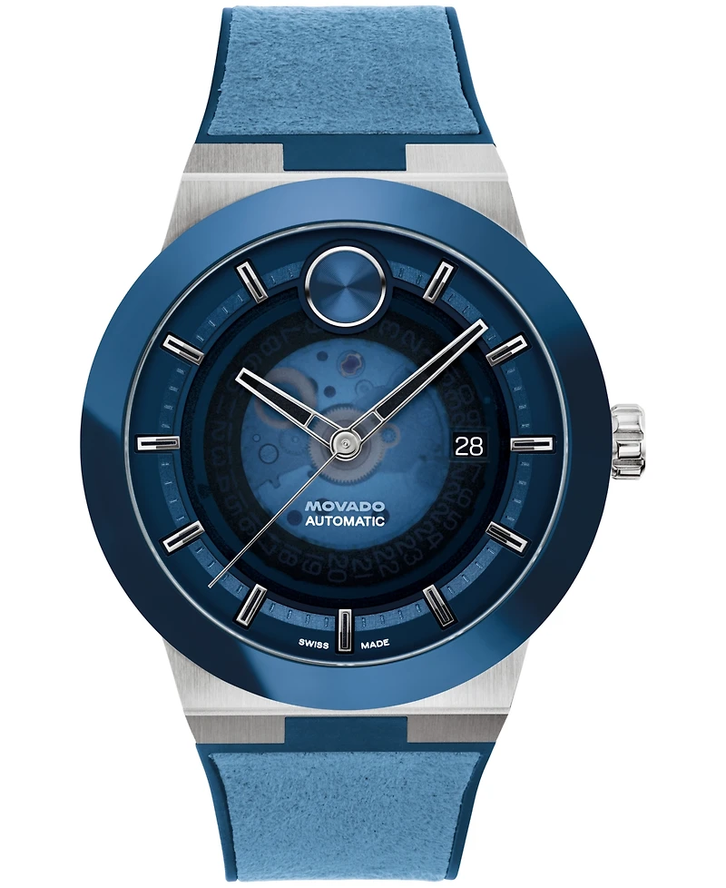 Movado Men's Bold Fusion Automatic Swiss Blue Silicone Watch, 43.50mm