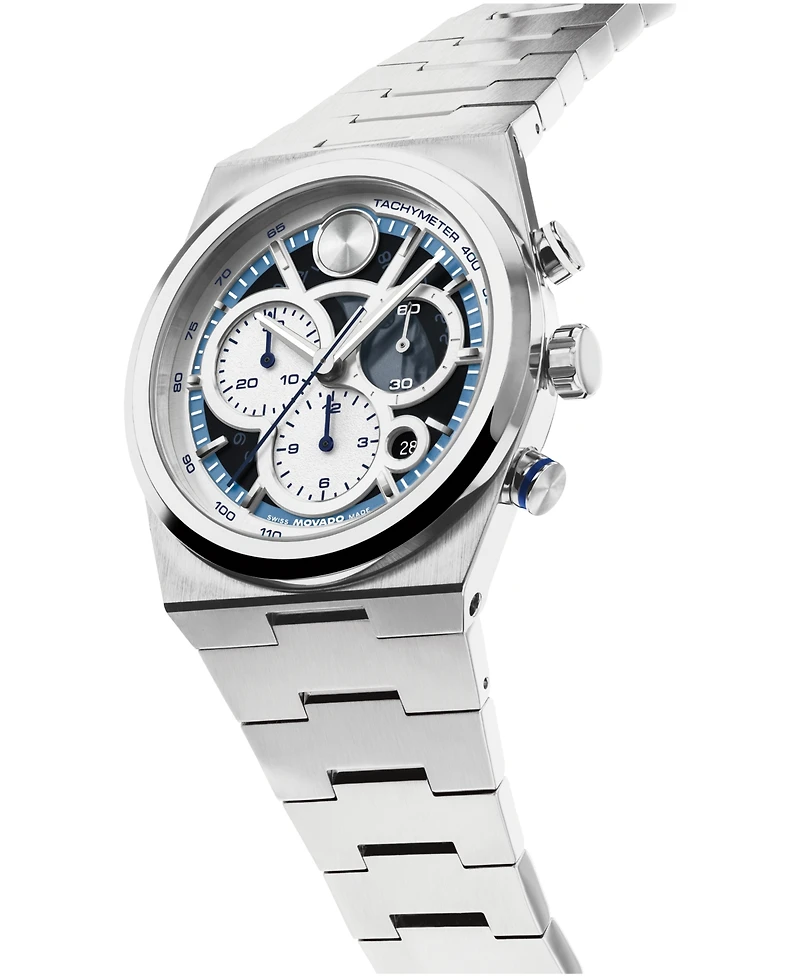 Movado Men's Bold Quest Swiss Quartz Chrono Stainless Steel Watch, 40mm