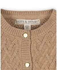 Hope & Henry Girls Organic Long Sleeve Herringbone Cardigan Sweater