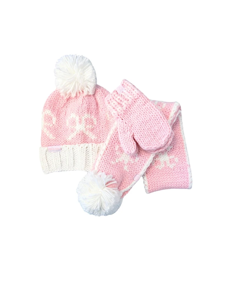 Bits & Bows Girls Bobble Hat/Mittens/Scarf Bundle