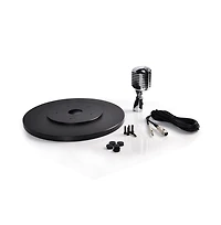 Classic Retro Vintage Style Microphone & Swing Stand, Silver Style