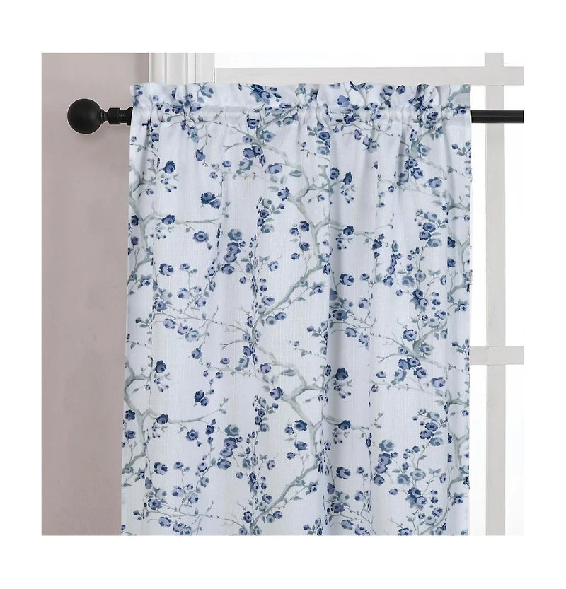 Kate Aurora Complete 3 Piece Rod Pocket Cherry Blossom Cafe Kitchen Curtain Tier & Valance Set - Rose