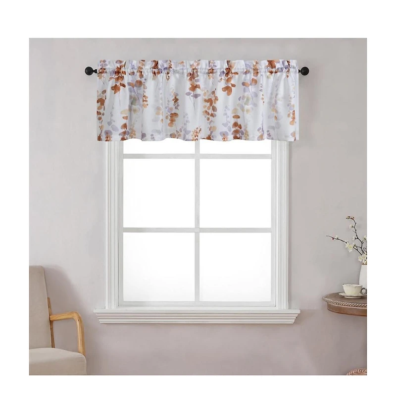 Kate Aurora Watercolor Floral Lillies Complete 3 Piece Rod Pocket Kitchen Curtain Tier & Valance Set - Spice