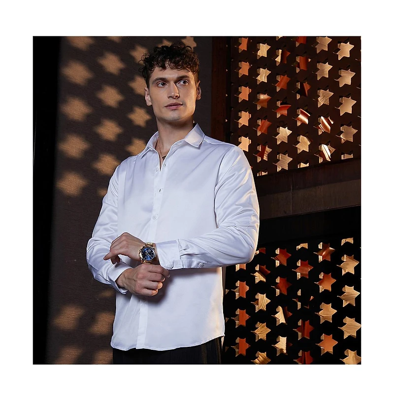 Campus Sutra Men's Chalk White Satin Lustre Shirt