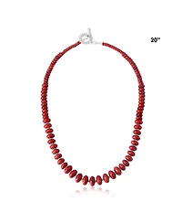 American West Jewelry Sterling Silver Red Coral Bead Toggle Necklace, 20 Inches