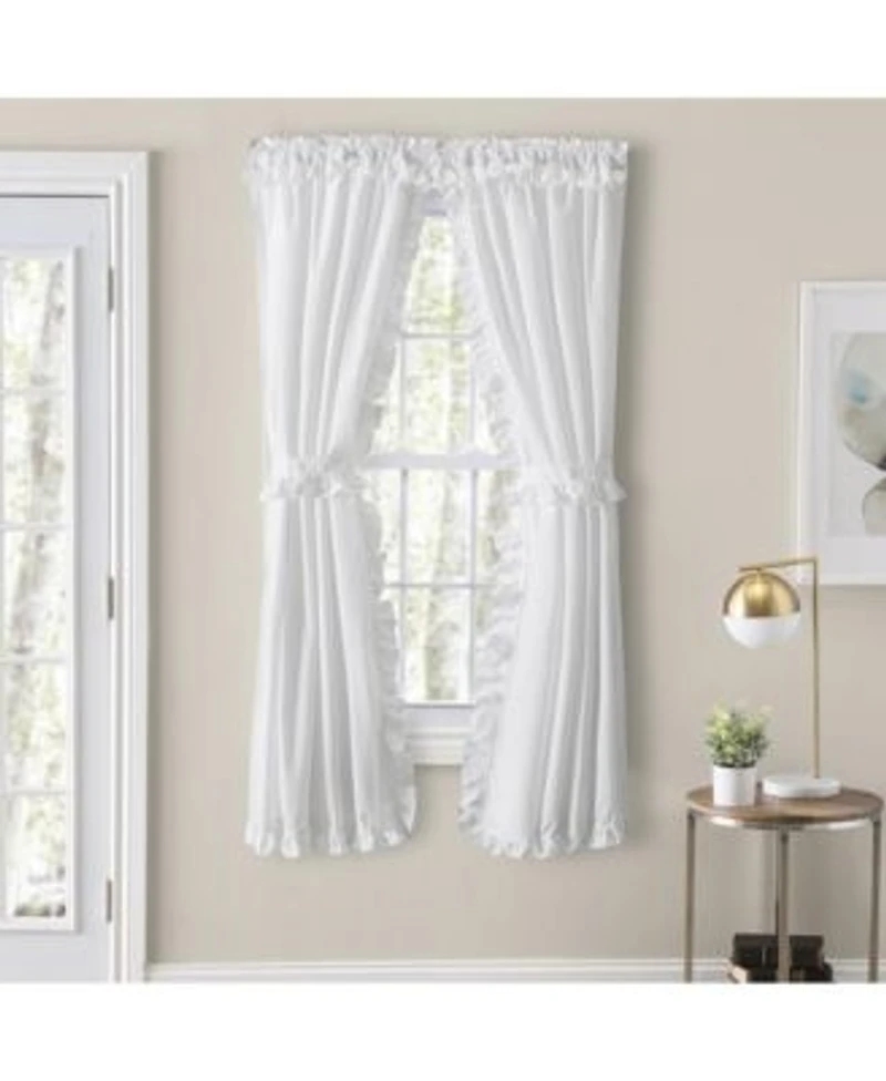 Ellis Home Classic Narrow Ruffle 2 Piece White Color Rod Pocket Curtain Panel 80 X22 X 54 X22