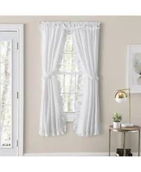 Ellis Home Classic Narrow Ruffle 2 Piece White Color Rod Pocket Curtain Panel 80 X22 X 54 X22