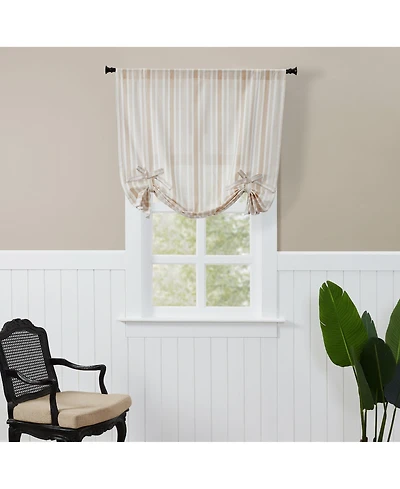 Kate Aurora Country Farmhouse Cotton Striped Tie Up Window Curtain - 63 in. Long