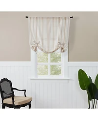 Kate Aurora Country Farmhouse Cotton Striped Tie Up Window Curtain - 63 in. Long
