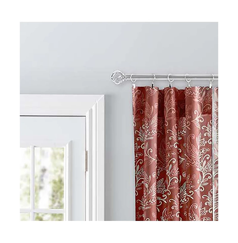 Ellis Curtain Lexington Leaf Pattern on Colored Ground Curtain Pair with Ties Brick