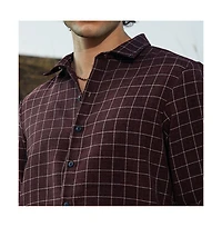 Campus Sutra Men's Mocha Brown Graph-Check Shirt