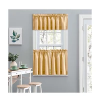 Ellis Curtain Lisa Solid Color Poly Cotton Duck Fabric Tailored Tier 56" x 36" Butter