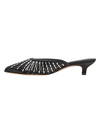 Linea Paolo Inka | Crystal Adorned Satin Mesh Kitten Heel Mule