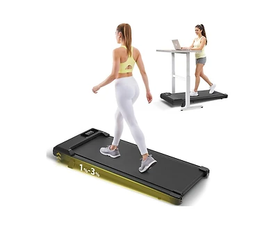 Redliro Walking Pad Treadmill with Incline, Portable Under Desk Treadmill for Home Office, Compact Walking Pad with Smart Led Display, Black