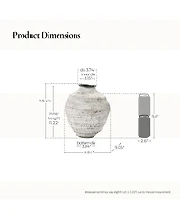 LuxenHome 11.54" Rustic Gray Round Ceramic Vase, Textured Accent for Home Decor