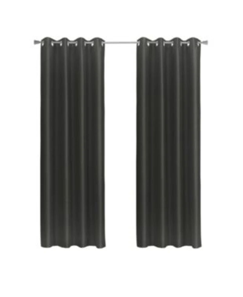Thermaplus 100 Polyester Glacier Balance Temperature Solid Faux Silk Blackout Grommet Curtain Panel 52 X22 X 108 X22 Black