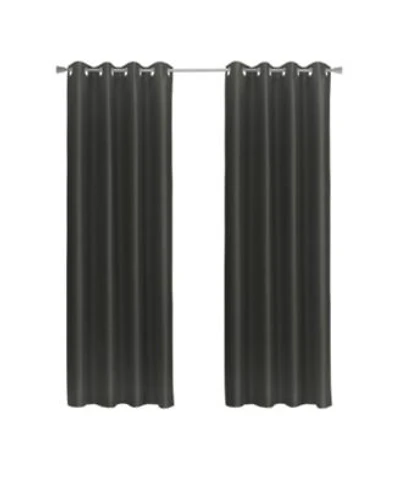 Thermaplus 100 Polyester Glacier Balance Temperature Solid Faux Silk Blackout Grommet Curtain Panel 52 X22 X 108 X22 Black