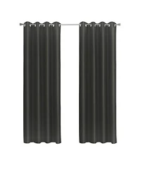 Thermaplus 100 Polyester Glacier Balance Temperature Solid Faux Silk Blackout Grommet Curtain Panel 52 X22 X 108 X22 Black