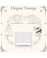 36inch Bathroom Vanity Cabinet with 4 Drawers Solid Wood Frame Bathroom Cabinet White