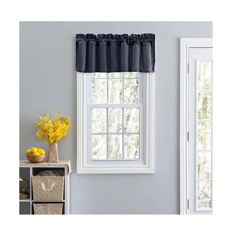 Ellis Stacey 3" Rod Pocket High Quality Fabric Solid Color Window Lined Filler Valance 42"x13" Navy