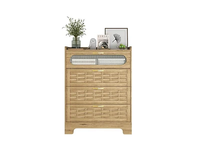 Casainc Wood Storage Cabinet with 4 Drawers