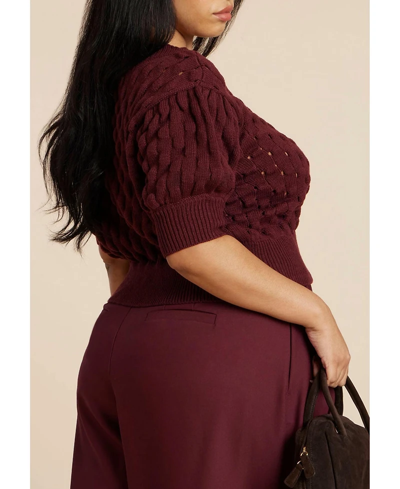 Eloquii Women's Bubble Stitch Sweater