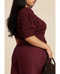 Eloquii Women's Bubble Stitch Sweater