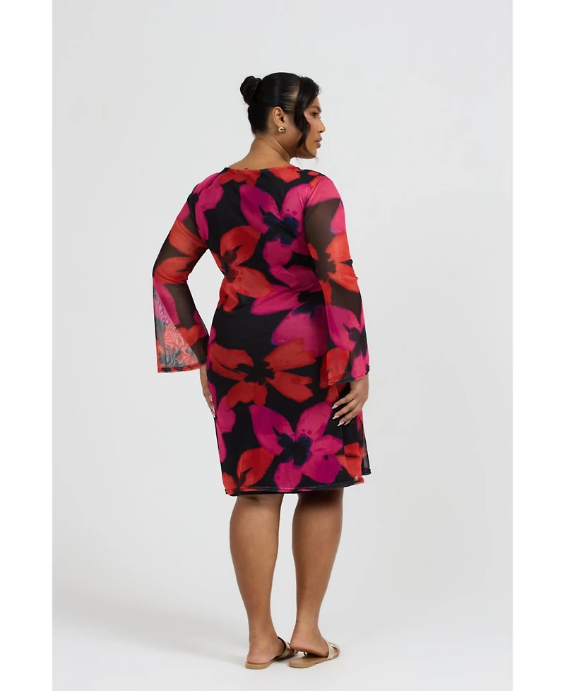 Fashion-szn Curve Women's Bold Floral Print Mini Dress
