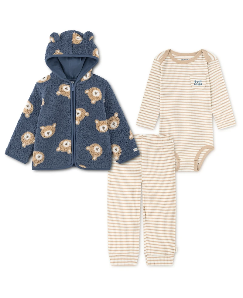 Huggies Baby Boys 3-Piece Bear Hugs Jacket, Bodysuit and Pants Set
