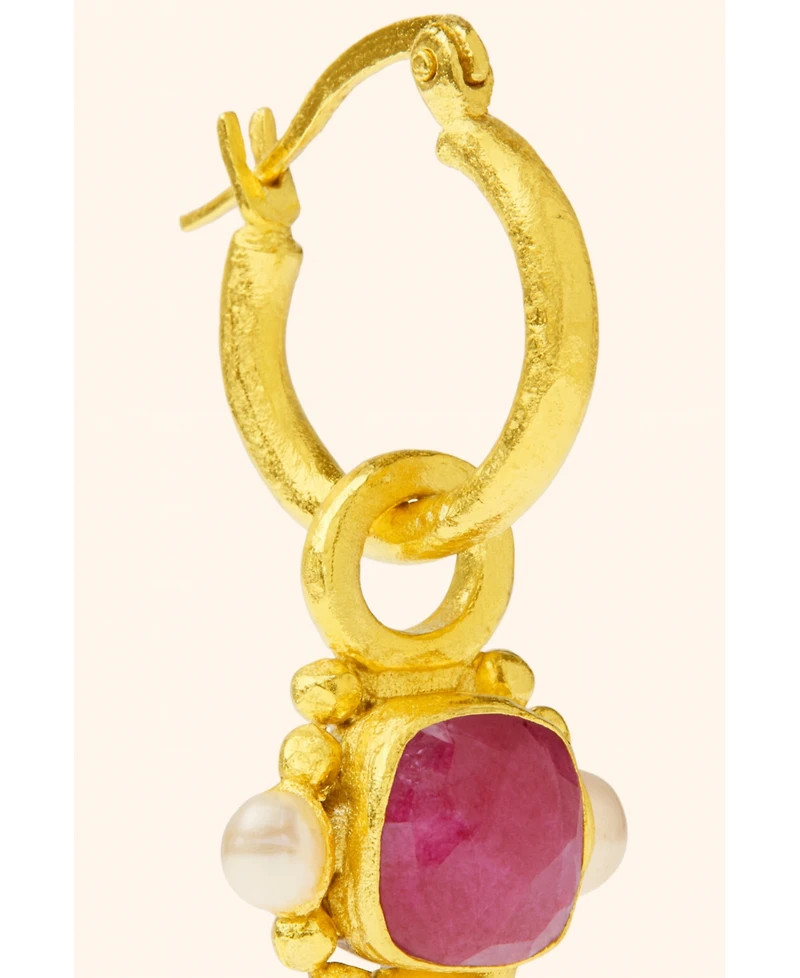 Ottoman Hands Esther Ruby And Pearl Drop Earrings