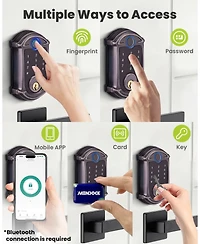 Keyless-Entry Deadbolt Smart Lock with Fingerprint, Keypad, Key Fob, Smartphone Bluetooth Control, Auto-Lock, IP56 Waterproof, Venetian Bronze
