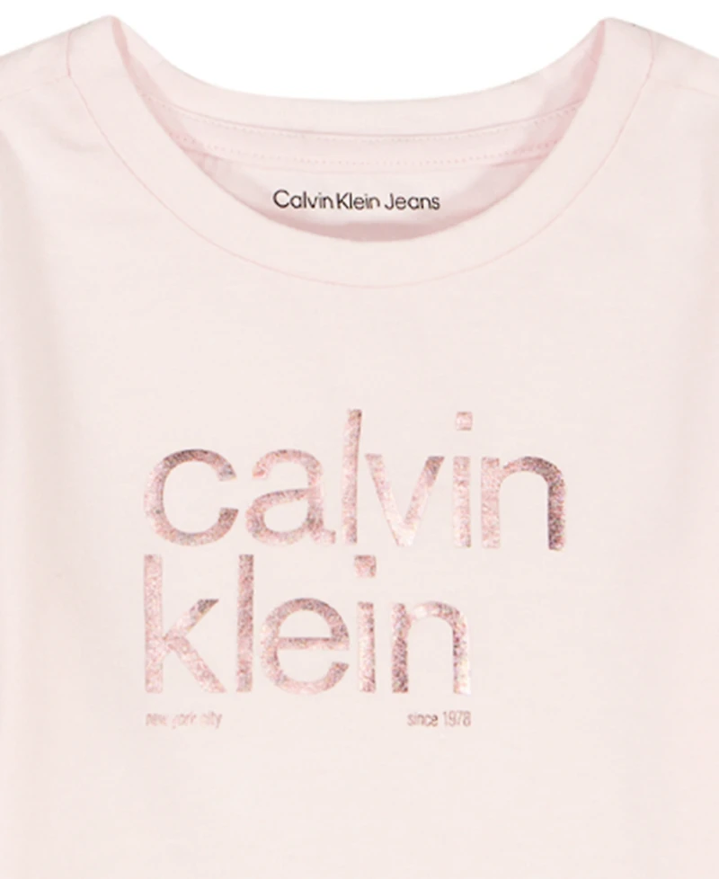 Calvin Klein Girls 4-6X 3-Piece High Neck Vest, T-Shirt and Pants Set