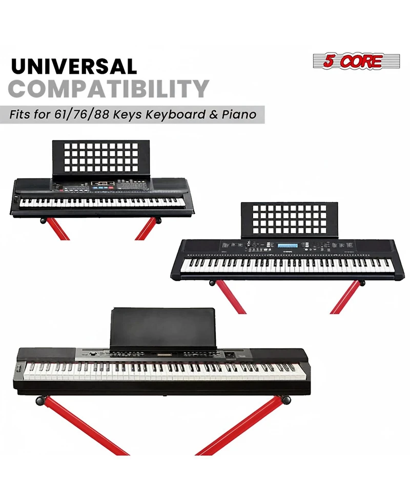 5 Core Keyboard Stand Dual X Shape Adjustable Foldable Portable Key Board Dj Controller Stands