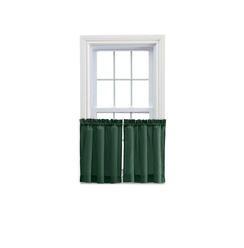 Ellis Stacey 1.5" Rod Pocket High Quality Fabric Solid Color Window Tailored Tier Pair 56"x36" Harvest