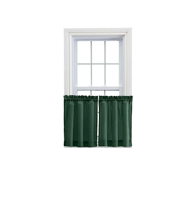 Ellis Stacey 1.5" Rod Pocket High Quality Fabric Solid Color Window Tailored Tier Pair 56"x36" Harvest