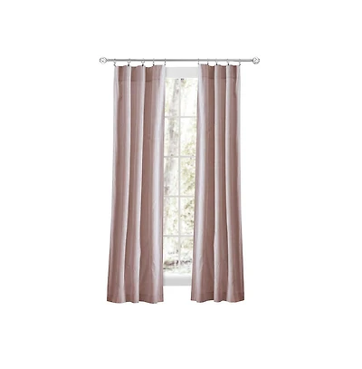 Ellis Curtain Plaza Classic Ticking Stripe Printed on Natural Ground Tailored Panel Pair with Tiebacks 56" x 84" Brick