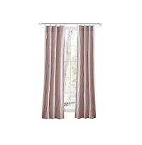 Ellis Curtain Plaza Classic Ticking Stripe Printed on Natural Ground Tailored Panel Pair with Tiebacks 56" x 84" Brick