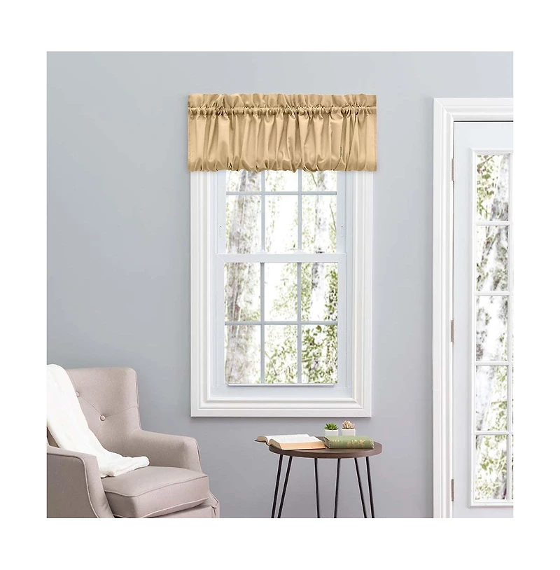Ellis Stacey Solid Color Window 1.5" Rod Pocket High Quality Fabric Balloon Valance 60"x15" Almond