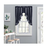 Ellis Stacey 1.5" Rod Pocket High Quality Fabric Solid Color Window Ruffled Swag 60"x38" Navy