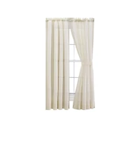 Ellis Curtain Cotton Voile 1.5" Rod Packet Tailored Curtain Panel Pair for Windows 80" x 84" Natural