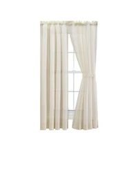 Ellis Curtain Cotton Voile 1.5 X22 Rod Packet Tailored Curtain Panel Pair For Windows 80 X22 X 84 X22 Natural