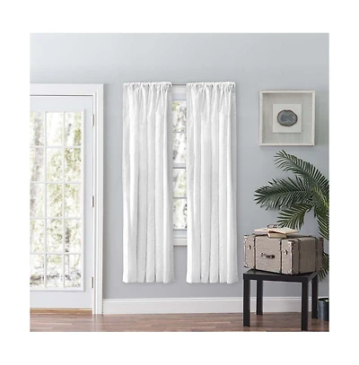 Ellis Eva Candlewick Floral High Quality Embroidery Tailored Panel Pair 3" Rod Pocket 56"x63" White
