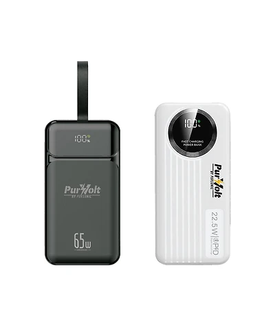 Pursonic Power Anywhere Bundle – PurVolt 40,000mAh Power Bank + Led Fast Charging Power Bank with Built-in Cables