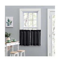 Ellis Stacey 1.5" Rod Pocket High Quality Fabric Solid Color Window Tailored Tier Pair 56"x36