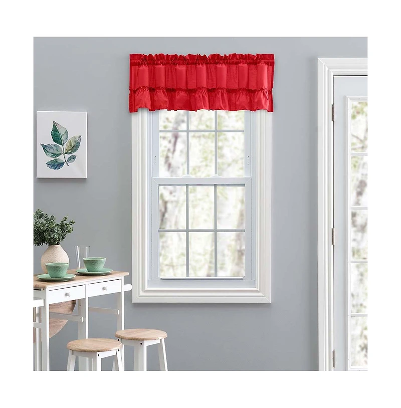 Ellis Stacey 1.5" Rod Pocket High Quality Fabric Solid Color Window Ruffled Filler Valance 54"x13