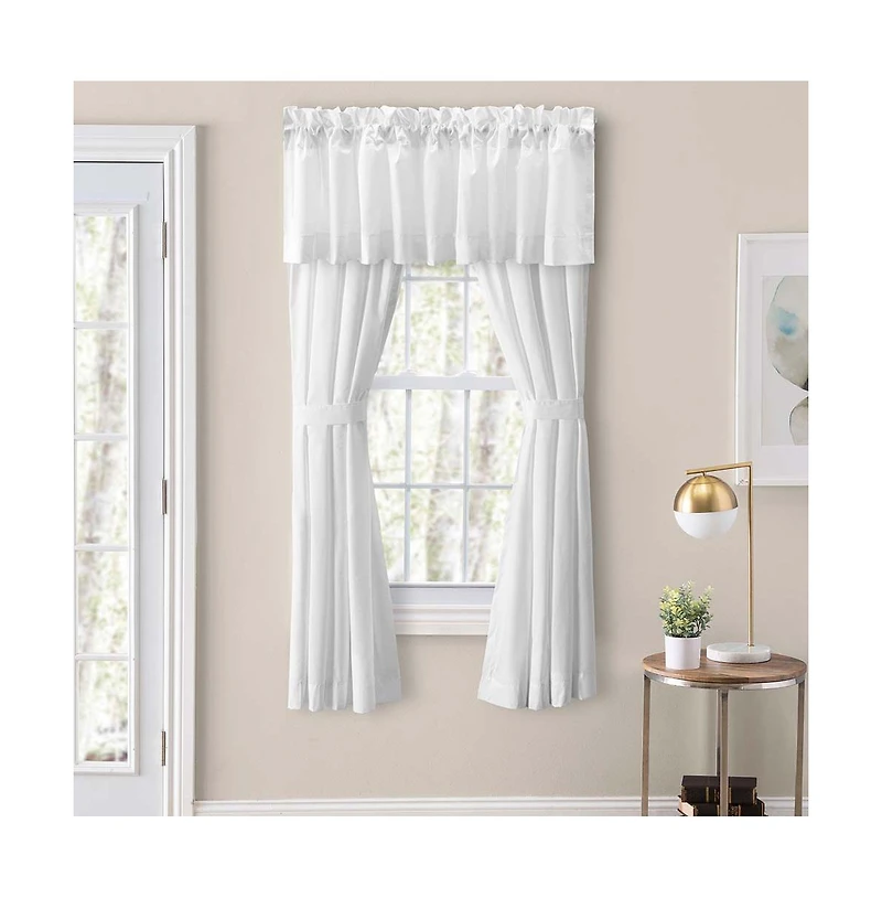 Ellis Classic Tailored Design in a Perma Press Fabric 3" Rod Pocket Tailored Pair with Ties 80"x45" White